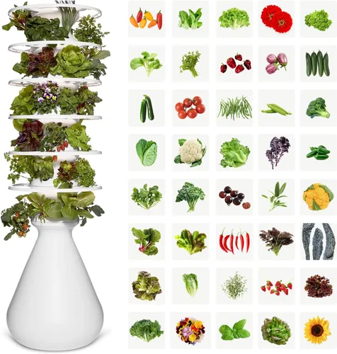 Miniatura 14 de Kit de inicio Lettuce Grow Farmstand con anillos luminosos y 12 créditos para plántulas Pequeño kit de sistema de cultivo hidropónico Torre