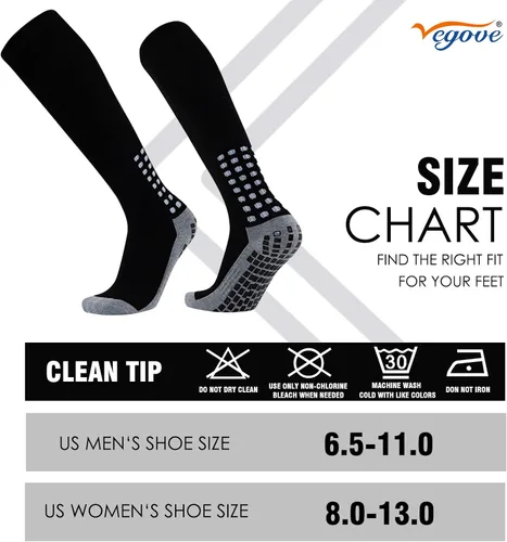 Miniatura 3 de Vegove 6 pares de calcetines de fútbol para hombre con agarre, calcetines deportivos antideslizantes, base de compresión alta hasta la rodilla
