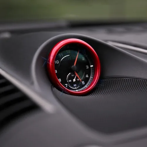 Miniatura 8 de x xotic tech Marco de instrumento para tablero de instrumentos compatible con Porsche Macan 2015 en adelante, 718 Cayman Boxster 2016-2018 (rojo)
