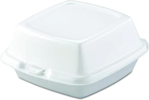 Miniatura 2 de Mr Miracle Recipientes de espuma de 6 x 6 pulgadas, contenedores desechables de espuma de poliestireno para alimentos, tapa con bisagras, 50