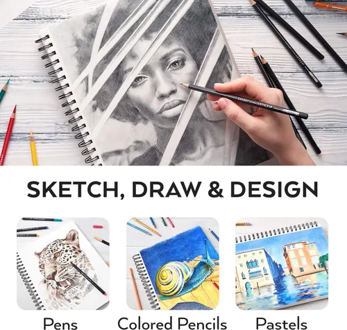 Miniatura 3 de ARTEZA Cuaderno de bocetos en espiral de 9 x 12 pulgadas, 100 hojas para dibujar para adultos y adolescentes