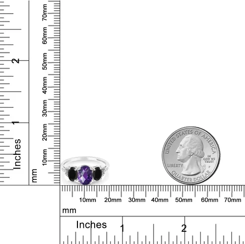 Miniatura 3 de Gem Stone King Anillo de compromiso de oro blanco de 10 quilates con 3 piedras para mujer (1.83 quilates, piedra natal con piedras preciosas)