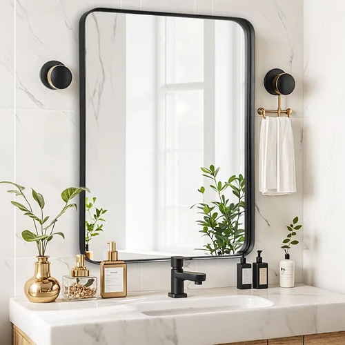 Miniatura 26 de Fabuday Espejo Grande de Baño Negro de 40x30 Pulgadas - Espejos Rectangulares con Marco para Pared, Espejo de Metal Negro Montado en la Pared