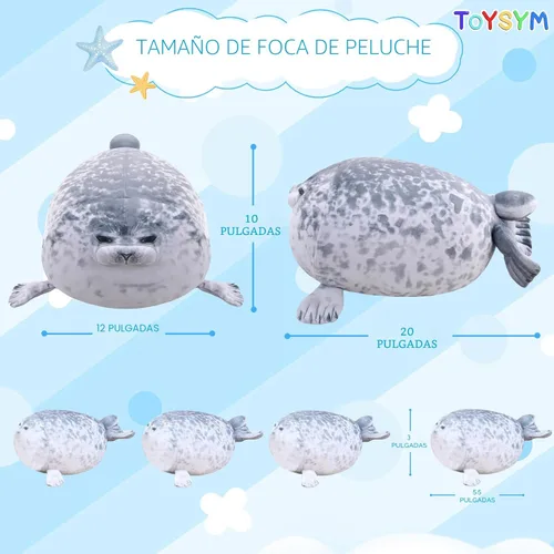 Miniatura 6 de TOYSYM - Almohada de foca gordita de peluche linda con 4 peluches bebés en su barriga, juguete de animales de algodón suave para regalos para niños