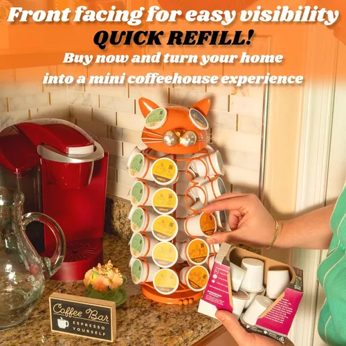 Miniatura 6 de Made Easy Kit Soporte para cápsulas de café con carrusel, compatible con K-Pods K-Cups Keurig, organizador de almacenamiento de encimera, decoración