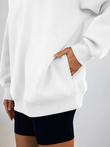 Miniatura 5 de Trendy Queen Sudaderas con capucha de gran tamaño para mujer, cómodas sudaderas de otoño a la moda 2025, trajes casuales de forro polar con bolsillos