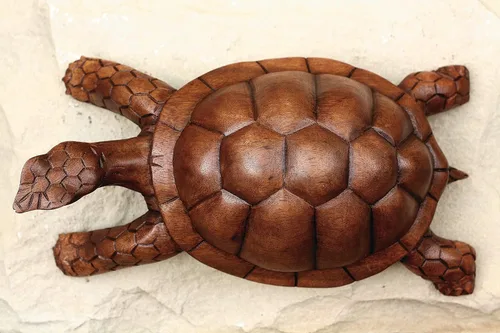 Miniatura 6 de G6 Collection Estatua de tortuga de madera grande de 12 pulgadas tallada a mano, escultura decorativa de madera, decoración del hogar, hecha a mano
