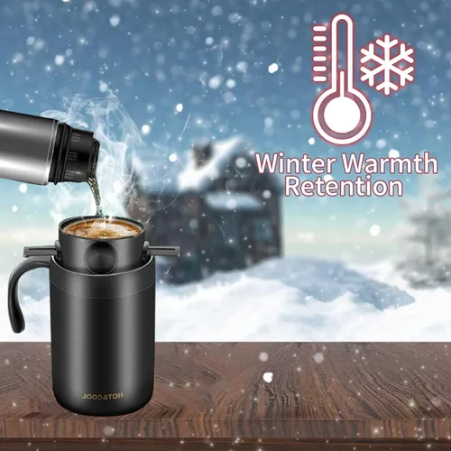 Miniatura 4 de Juego de cafetera de campamento de 16.5 onzas, cafetera portátil de acero inoxidable 304, cafetera de camping para exteriores, viajes, hogar