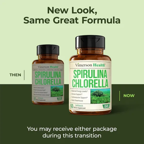 Miniatura 8 de Cápsulas orgánicas de espirulina y clorella, cápsulas de espirulina con polvo de clorella para apoyo inmunológico, antioxidante y energético.