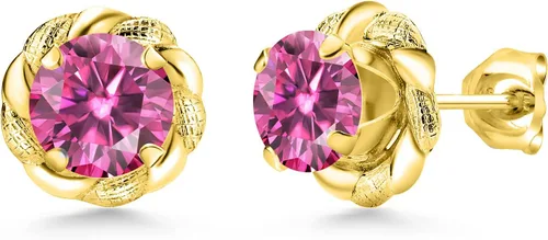 Miniatura 202 de Gem Stone King Aretes de plata de ley 925 de 0.236 in con piedra natal redonda para mujer