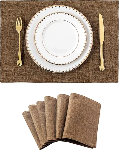 Juego de 6 manteles individuales resistentes al calor para mesa de comedor y cocina de Home Brilliant, manteles individuales para mesa de comedor y