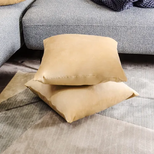 Miniatura 2 de Juego de 2 fundas de almohada decorativas de terciopelo caqui de 18 x 18 pulgadas para sofá, silla, cama, funda de almohada cuadrada de gamuza suave