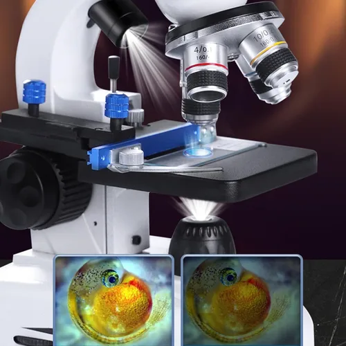 Miniatura 9 de Microscopio binocular compuesto 40X-5000X Aumento Rotación de 360 ° Sistema de iluminación ajustable Microscopios profesionales para pruebas