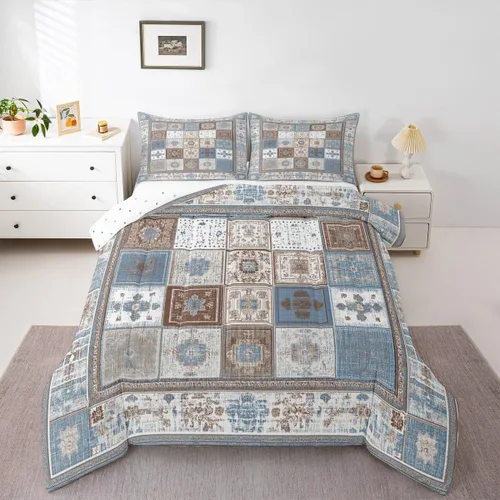 Miniatura 29 de Erosebridal Oriental Bedding - Juego de edredón vintage para cama individual, diseño floral persa, bohemio, tribal, tradicional, estético