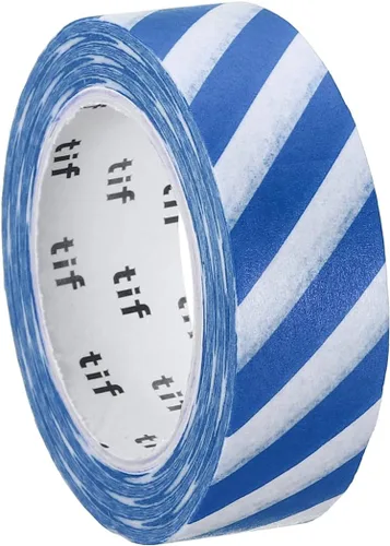 Miniatura 3 de PATIKIL Cinta holográfica Washi de 0.59 pulgadas x 10.93 yardas, 1 rollo de calcomanías autoadhesivas con patrón de rayas para decoración de Azul