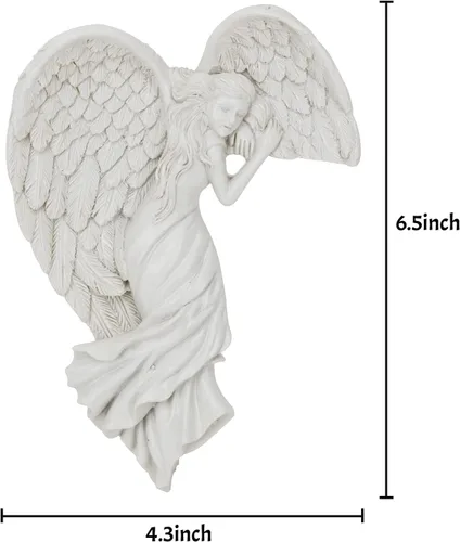 Miniatura 7 de Holiberty Decoración de marco de puerta de estatua de ángel, figura creativa de ángel en 3D, decoración de pared de mesa con alas