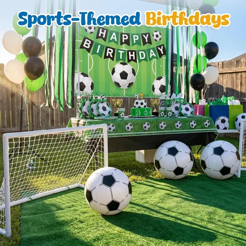 Miniatura 4 de LovesTown 3 pelotas de fútbol inflables, bolas de playa grandes de 12 pulgadas para decoraciones de fiesta de fútbol, recuerdos de fiesta