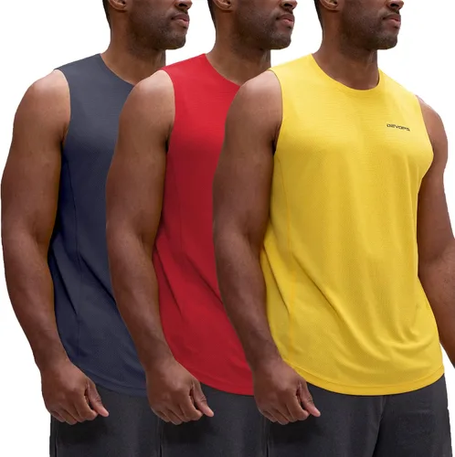 Miniatura 14 de DEVOPS - Paquete de 3 camisetas sin mangas para hombre, ajuste seco, para músculos, camiseta de entrenamiento