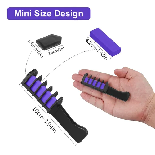 Miniatura 3 de Peine de tiza para el cabello, tinte de color brillante, temporal, lavable, para niñas de 4, 5, 6, 7, 8, 9, 10 años, para fiestas, cumpleaños, Año