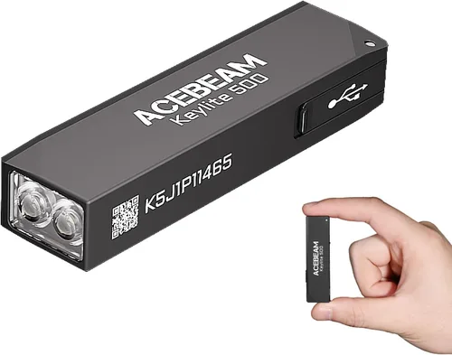 ACEBEAM Keylite 500 Linterna de Llavero de Altos Lúmenes Recargable, Linterna EDC de Bolsillo Plana Ultra Compacta con LEDs Duales, 6 Modos, Carga