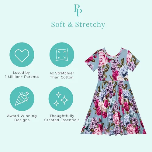 Miniatura 78 de Posh Peanut - Vestidos para niñas – Vestido suave para niña hecho con viscosa de bambú – Vestidos de otoño, primavera y verano para niñas
