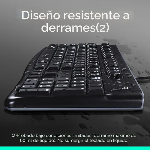 Miniatura 6 de Logitech MK120 – Combo de teclado y ratón con cable para Windows, ratón óptico con cable, tamaño completo, USB, compatible con PC, portátil - Negro