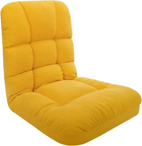 Miniatura 9 de Silla de suelo, asiento de piso de juegos para sala de estar, respaldo ajustable con funda de lino de algodón para balcón, lectura, dormitorio, sala