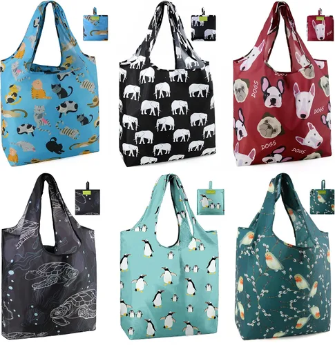Miniatura 16 de Bolsas de la compra de animales reutilizables plegables bolsas de comestibles