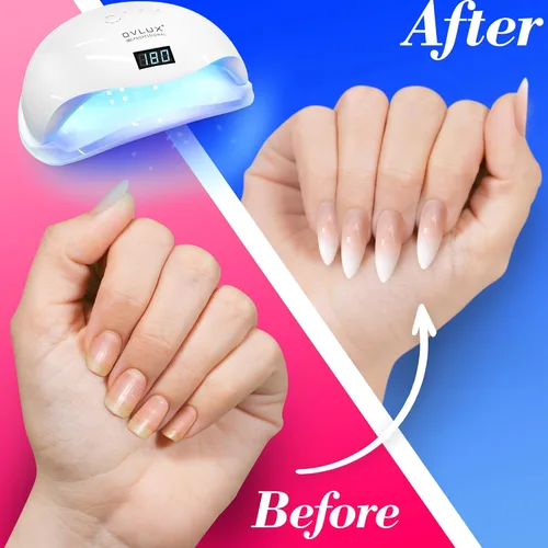 Miniatura 7 de OVLUX Lámpara de uñas LED UV de 180 W - Secador de uñas rápido profesional para esmalte de gel con 57 LED, sensor automático, pantalla LCD, 4