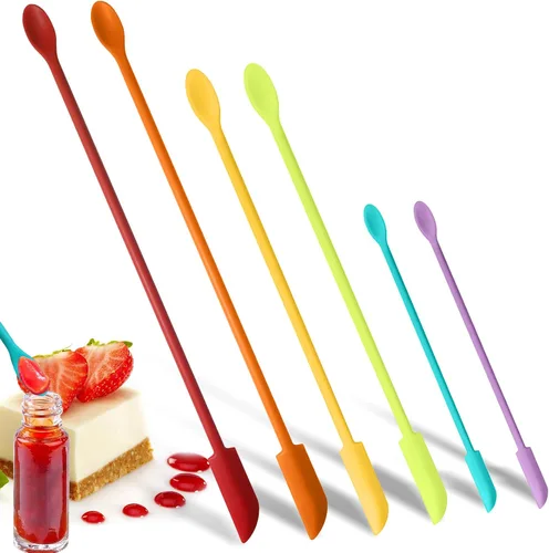 Colorido juego de 6 espátulas de silicona, maquillaje y pequeñas espátulas para cosméticos y uso en cocina