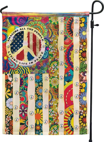 Banderas PSL318F - Bandera hippie de personas que viven la vida en paz PSL318F, bandera de jardín (11.5 x 17.5 pulgadas), banderas de jardín de casa