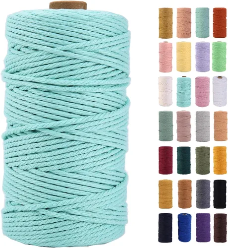 Miniatura 69 de Cordón de macramé gris rosado de 0.118 in x 109 yardas, cuerda de algodón colorido de algodón suave para colgar en la pared, colgar plantas
