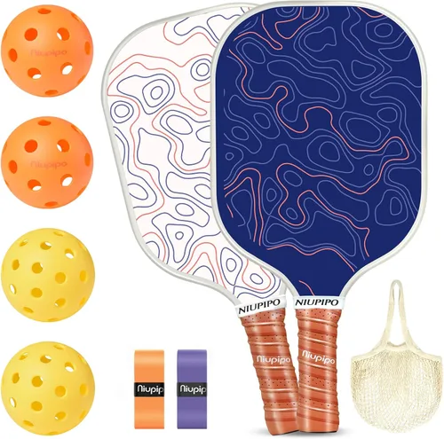 Miniatura 25 de niupipo Pickleball Paddles Set of 2 or 4, USAPA Approved Fiberglass Pickleball Paddle Set with Balls and Bag, Polypropylene Honeycomb Core