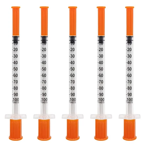 U-100 Jeringa de 1mL con agujas de 30G de 1/2 pulgada, paquete individual de 100 unidades