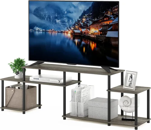 Miniatura 24 de Furinno JAYA - Soporte para TV, roble francés, gris/negro Roble Francés/Negro