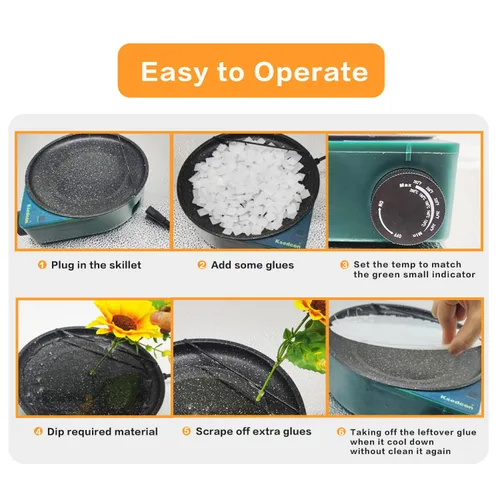 Miniatura 4 de Olla de pegamento caliente, sartén de pegamento floral para manualidades, medidor de control de temperatura 212°F-392°F, 8.25 pulgadas de diámetro