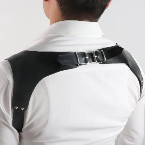Miniatura 5 de NBMARLS Men Half Body Chest Belt Adjustable Leather Belts Buckles Sexy Punk Chest Belt