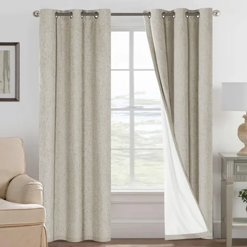 Miniatura 226 de H.VERSAILTEX Cortinas opacas de lino de 72 pulgadas de largo, 100% absolutamente opacas, con aislamiento térmico, con textura de lino, cortinas