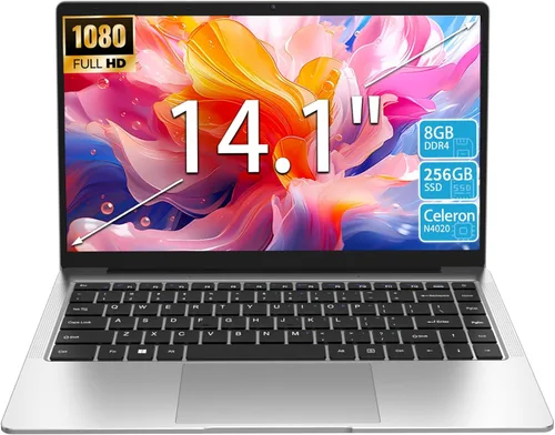 Laptop FHD de 14.1 pulgadas, 8 GB DDR4 RAM, 256 GB SSD, computadora portátil con CPU Celeron N4020, computadora portátil Windows 11 Pro delgada y