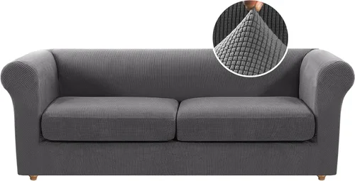 Miniatura 27 de Funda para silla Chesterfield de 2 piezas para sofá de 1 cojín, fundas para silla de brazo alto, 1 asiento, alta elasticidad, lavable, protector