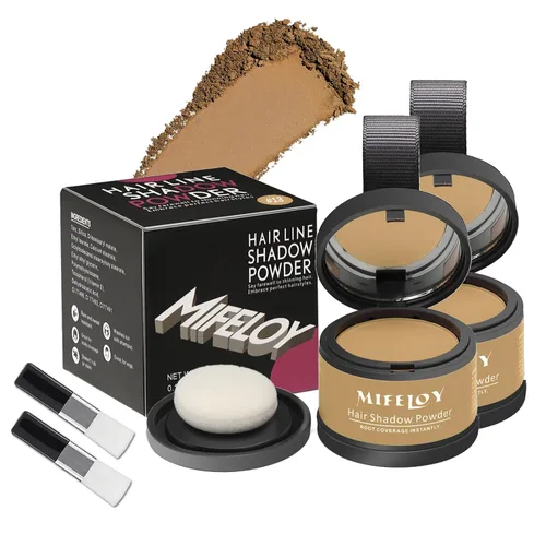 Miniatura 12 de Paquete de 2 polvos de sombra de retoque de raíz, cobertura de cabello gris, polvo de cobertura de raíces de color para mujeres para adelgazar