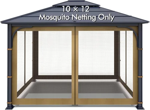 Miniatura 12 de Wonwon Gazebo Mosquitera de Repuesto Universal para Exteriores Toldo de 4 Paneles de Paredes de Malla con Cremallera para Gazebo de 10' x 10