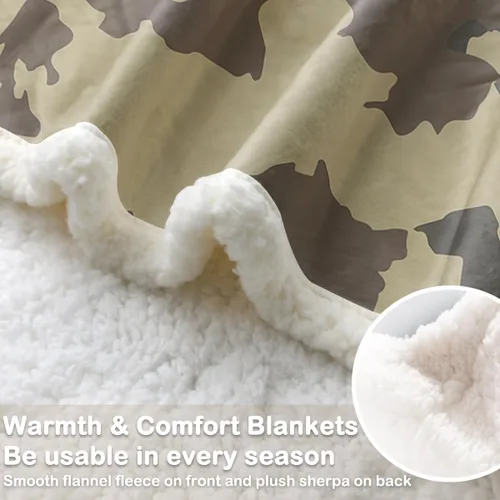 Miniatura 4 de Sleepwish Manta de forro polar de camuflaje caqui militar para niños y niños, manta sherpa de camuflaje militar suave para sofá y silla