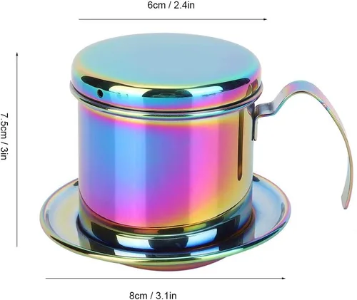 Miniatura 2 de Fdit Cafetera de acero inoxidable 304, gotero de café con filtro reutilizable de 3.0 in de diámetro interior, cafetera de goteo portátil