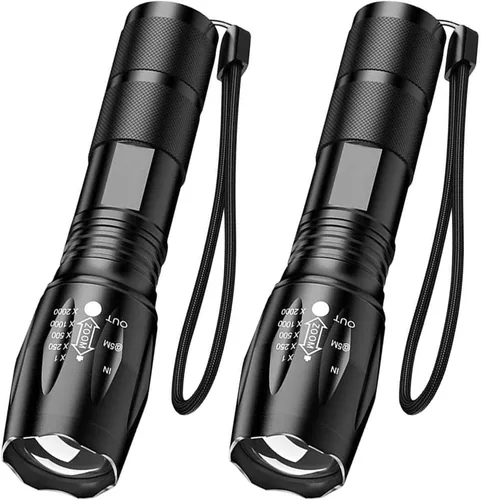 Miniatura 12 de Linterna LED de alto lúmenes, paquete de 5 linternas tácticas para camping, senderismo, pasear perros - Potentes linternas de emergencia con 5 modos