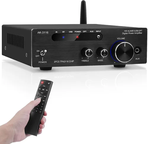 Miniatura 9 de AEXCVG Amplificador de audio estéreo para el hogar BT-298A+ HiFi Bluetooth receptor estéreo 40Wx2 Mini amplificador de cine en casa con entrada MIC