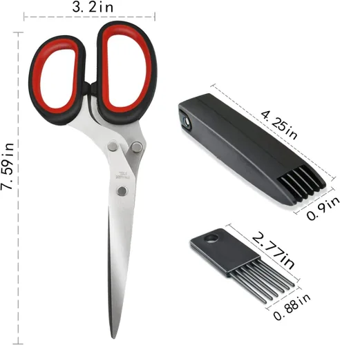 Miniatura 6 de Tijeras de Hierbas de Cocina de 5 Cuchillas, Cortador de Hierbas Multiusos con 5 Cuchillas de Acero Inoxidable y Cubierta de Seguridad y Peine
