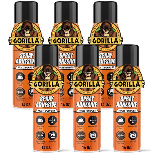 Miniatura 10 de Gorilla Adhesivo en aerosol resistente, pegamento transparente, 14 onzas (paquete de 1), multiusos con boquilla cómoda para interiores o exteriores