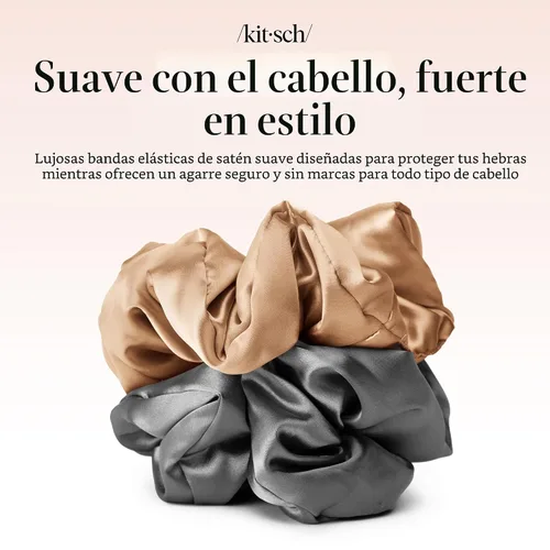 Miniatura 8 de Kitsch Coleteros de satén para mujer, sin arrugas, control de encrespamiento, más suave que la seda para todo tipo de cabello, accesorios elegantes