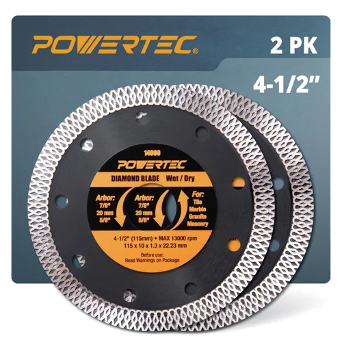 Miniatura 13 de POWERTEC Hojas de sierra de diamante de 4-1/2 pulgadas para amoladora angular, paquete de 5, borde de malla turbo súper fino para cortar porcelana